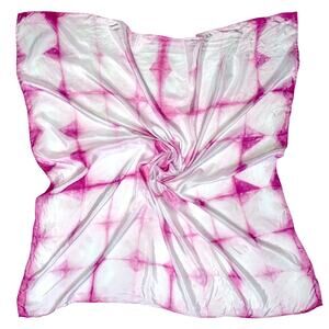 Hand Dyed Shibori Silk Scarf Pink Purple Tie Dye 35" Square Artisan Art